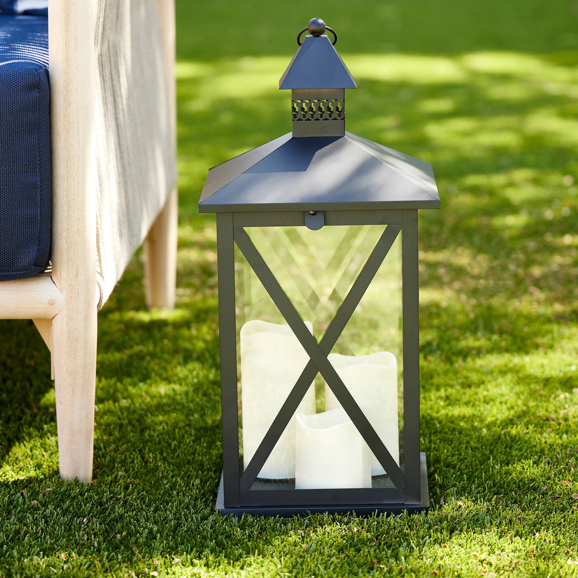 19" Black Lantern with 3 LED Candles by Ashland®